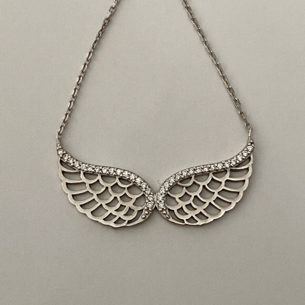 😇Angelwing cz stones 925 silver necklace